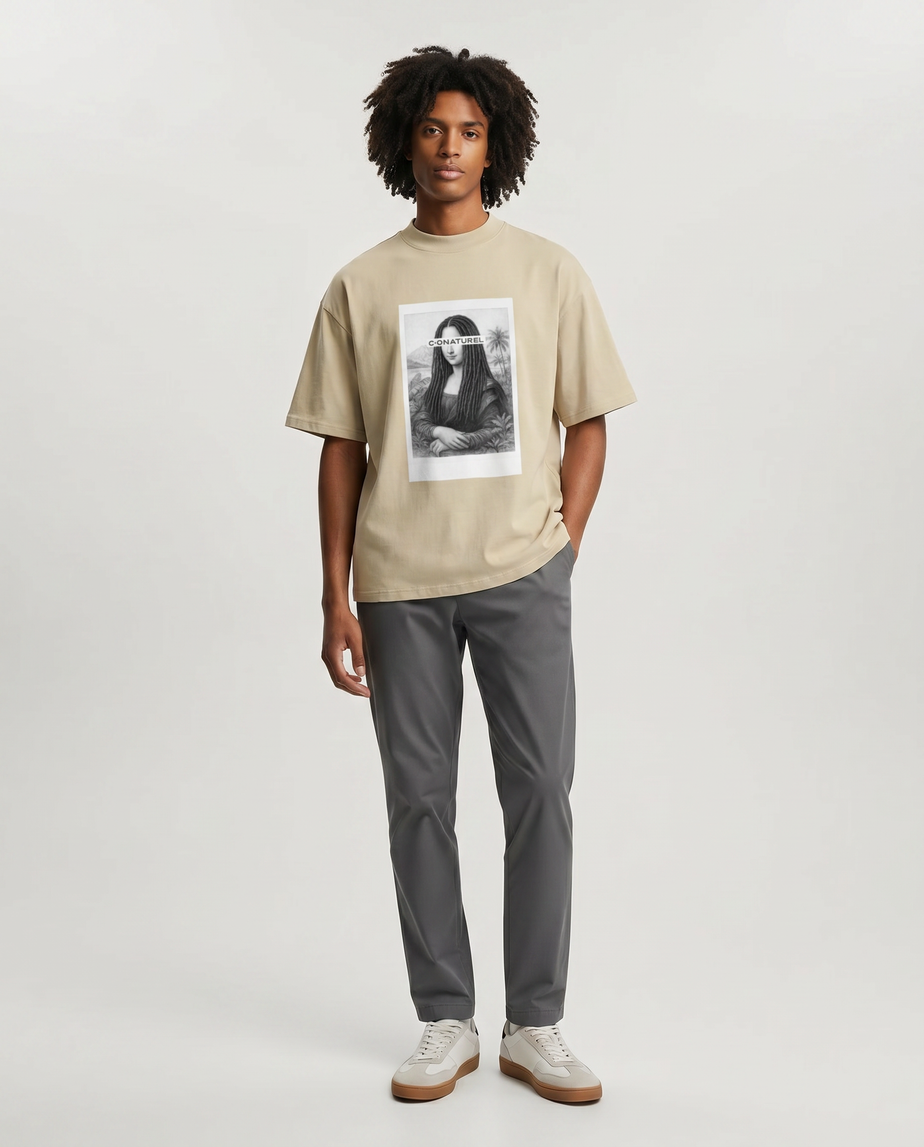 Man "Jo" polaroïd back Stone / White