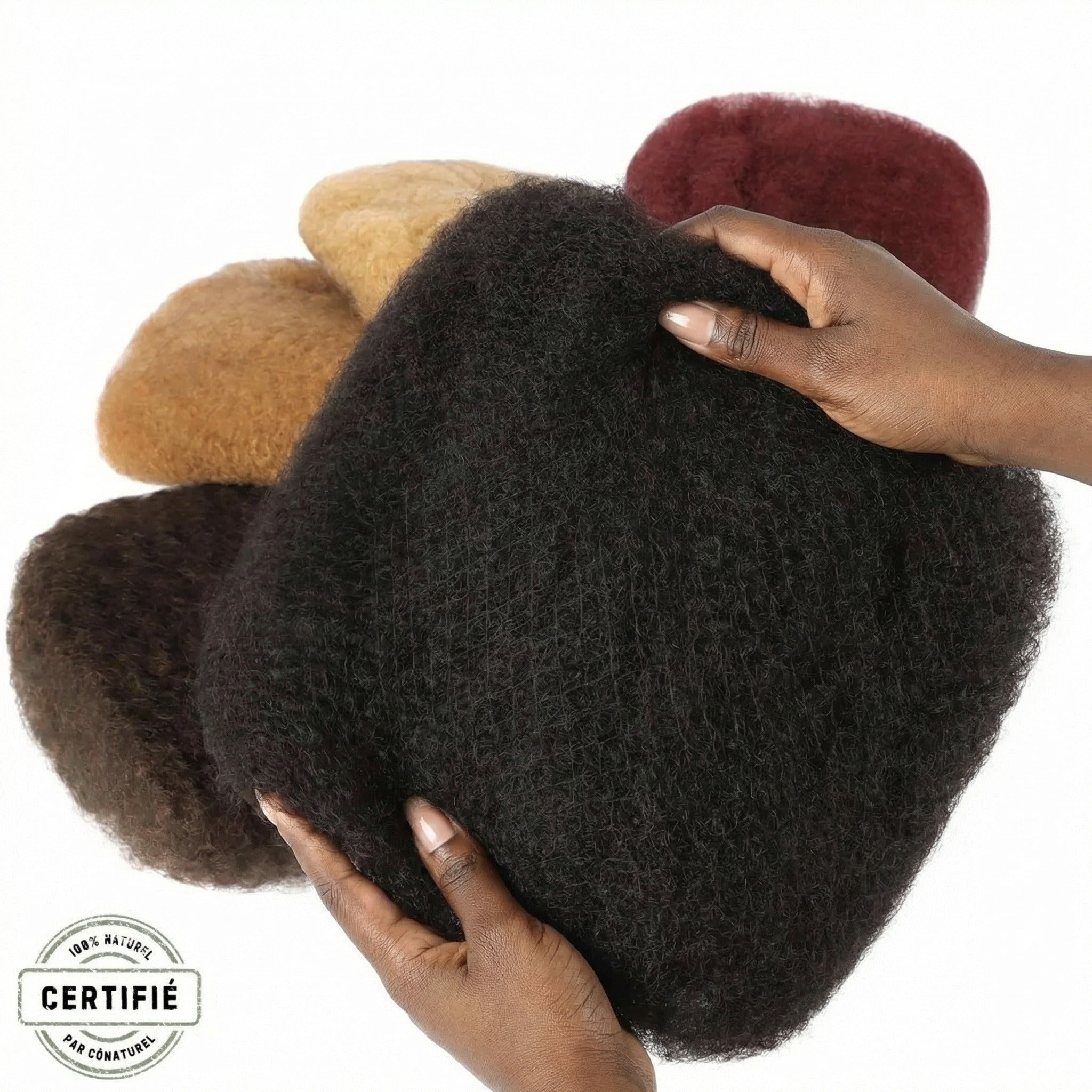 Mèches afro kinky 100% naturelles certifiées Conaturel – texture crépue pour extensions et volume