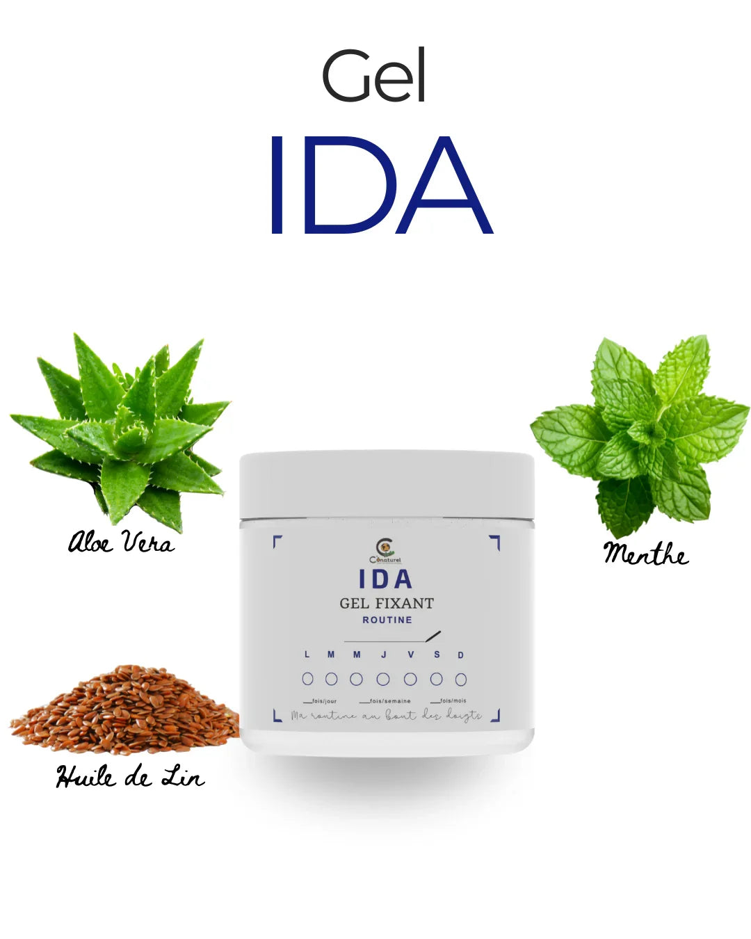 Gel fixant IDA Conaturel à l’aloe vera, menthe et huile de lin pour cheveux afro et locks